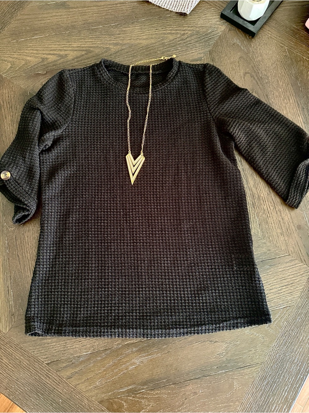 NEW Shein Black Textured Knit Women's Sweater Top XS- Small
